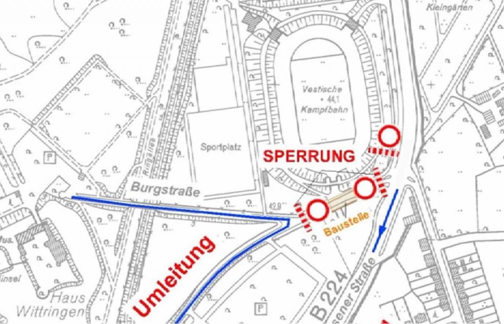 Sperrung Bohmertstraße (Quelle: Ingenieuramt der Stadt Gladbeck)